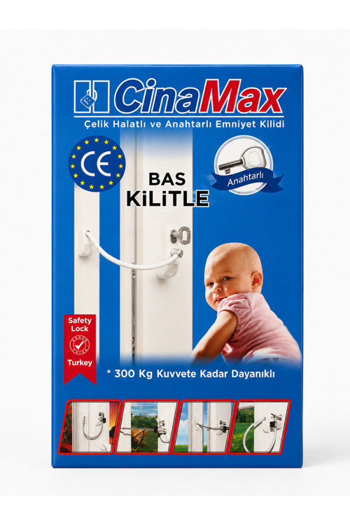 Titan Çelik Halatlı Pvc Kapı Pencere Emniyet Çocuk Güvenlik Kilidi Anahtarlı 1 Adet