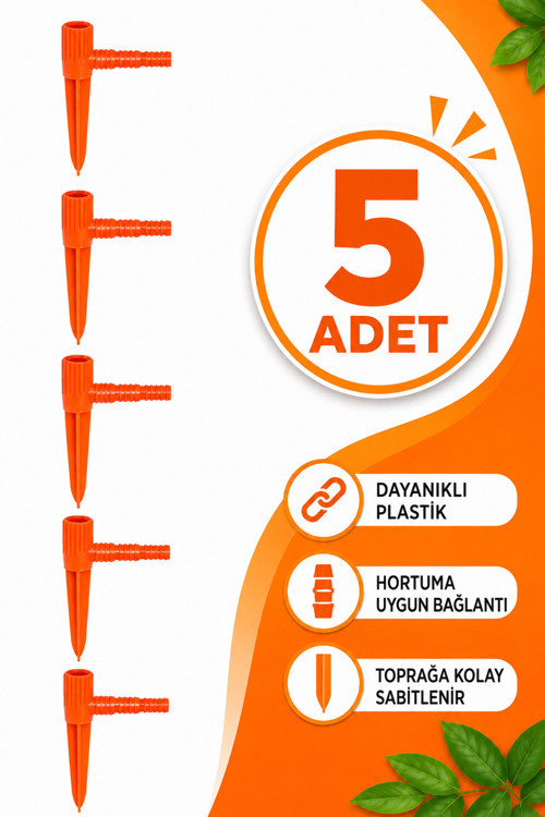 Fıskiye Kazığı 5'Li Set - Bahçe Sulama Fıskiyesi Hortum Bağlantılı