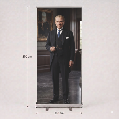 Atatürk Poster Baskılı Roll Up Banner 100x200cm No:5
