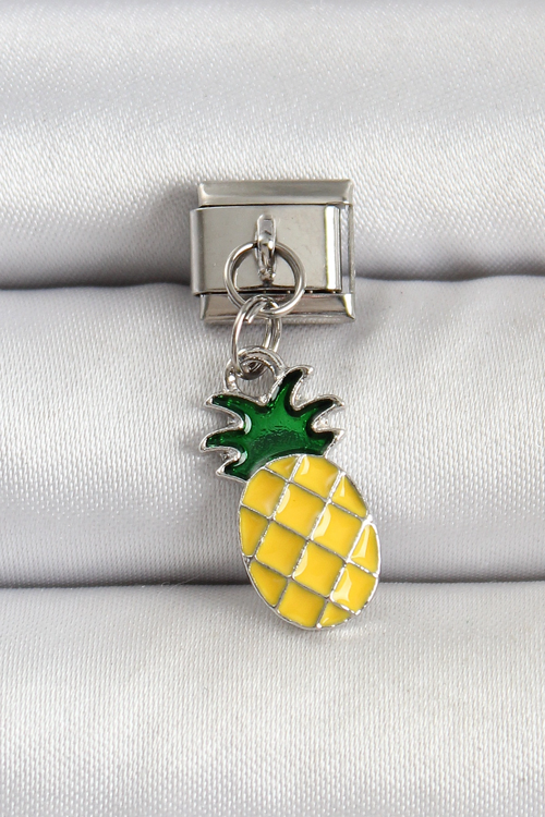 Markasız Ucuz Çelik Gümüş Renk Ananas tasarım Nomination Charm