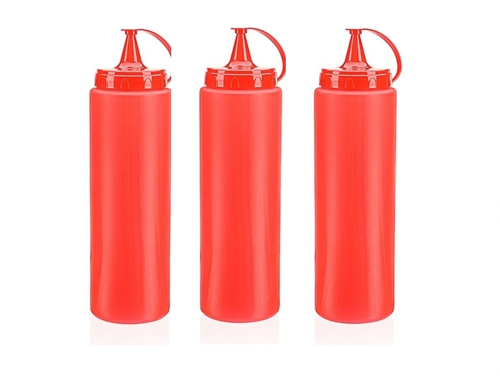 Ketçap Şişesi - 1000Ml Dev Boy Kırmızı 3 Adet
