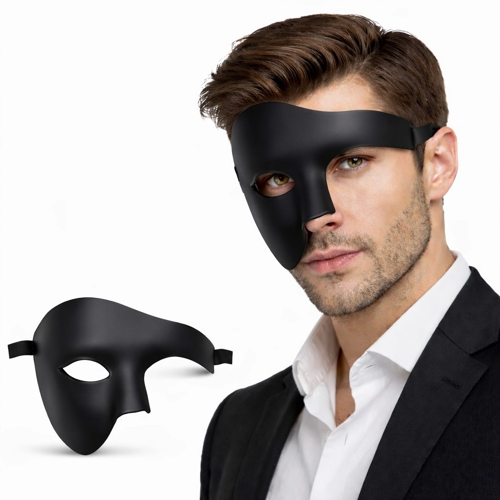 Siyah Yarım Erkek Maske – Phantom Parti & Balo Maskesi
