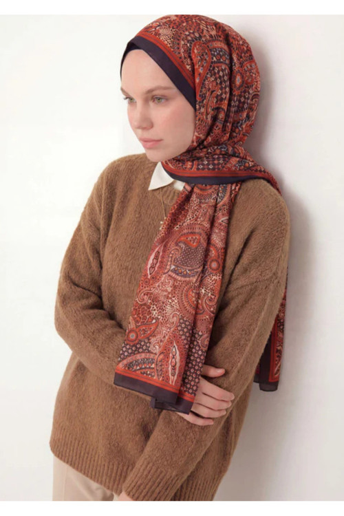 Etnik Desen Acı Kahve 75X195 Soft Şal