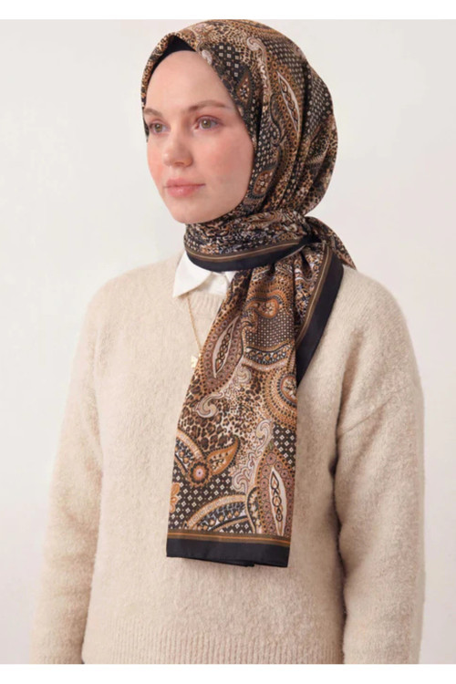 Etnik Desen Antrasit 75X195 Soft Şal