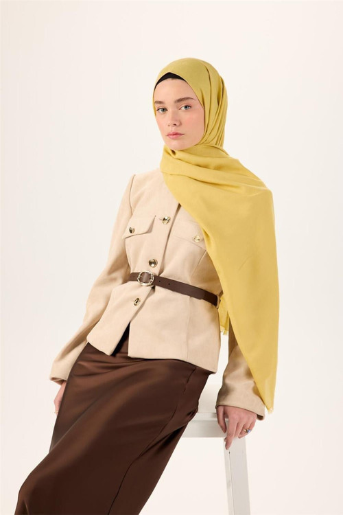 Pamuk Polyester Liva Şal Sarı Dokulu Nefes Alan Doğal Yapılı 90x200