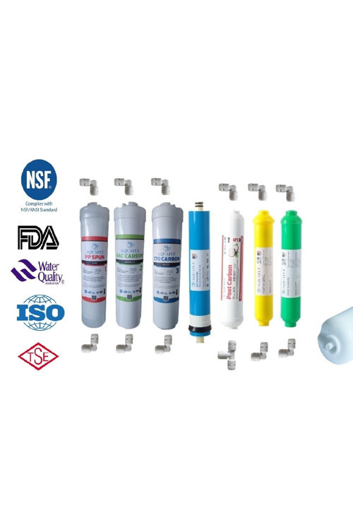 12" Inline 7li Takım Alkali Mineral Su Arıtma Filtresi Kapalı Kasa Cihaz Uyumlu