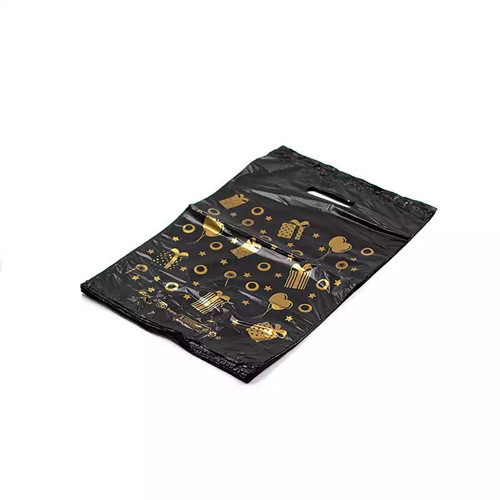 Baskılı El Geçme Küçük Blok Poşet Torba - No : 2 - 25x37 Cm. - Siyah - 100 Adetlik 1 Paket
