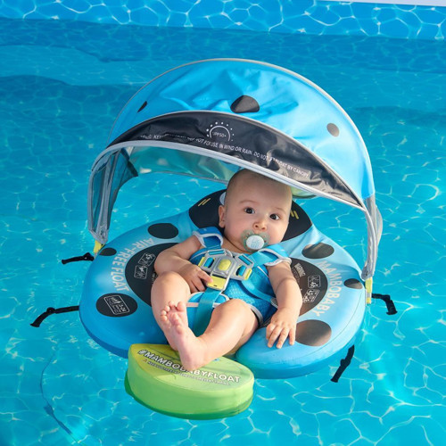 Yüzme Simidi - Ocean Blue Ladybug, Emniyetli, Gölgelikli ve Ayak Destekli