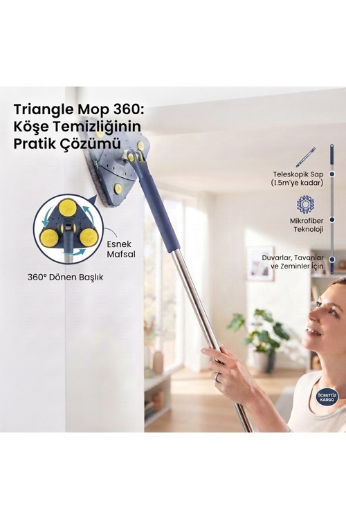 Triclean Pro Mikrofiber Üçgen Akıllı Mop