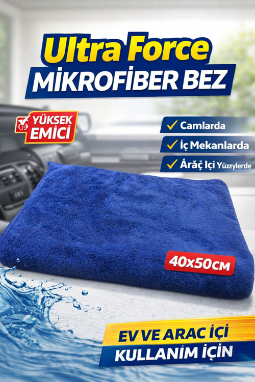 Ultra Force Mikrofiber Temizlik Bezi 40X50 Yüksek Emici Ev Ve Araç İçi