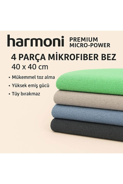 Harmoni Premium Mikro-Güç 4'Lü Mikrofiber Bez 40X40