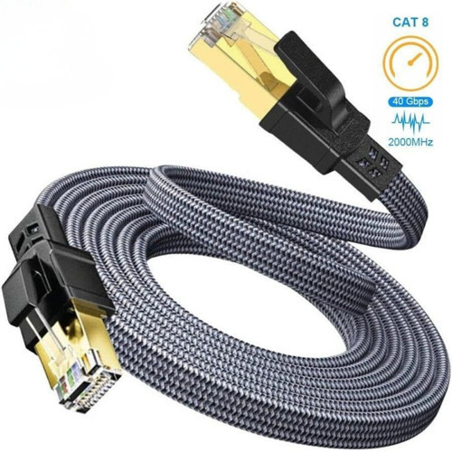 Hi Link Flat Örgülü Cat8 15 Metre Ethernet Kablo Yüksek Hızlı 40Gbps 2000MHZ Ethernet Kablosu FK0815