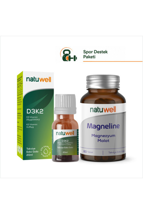 Vitamin D3K2 Damla 20 ml ve Magneline Magnezyum Malat 60 Tablet