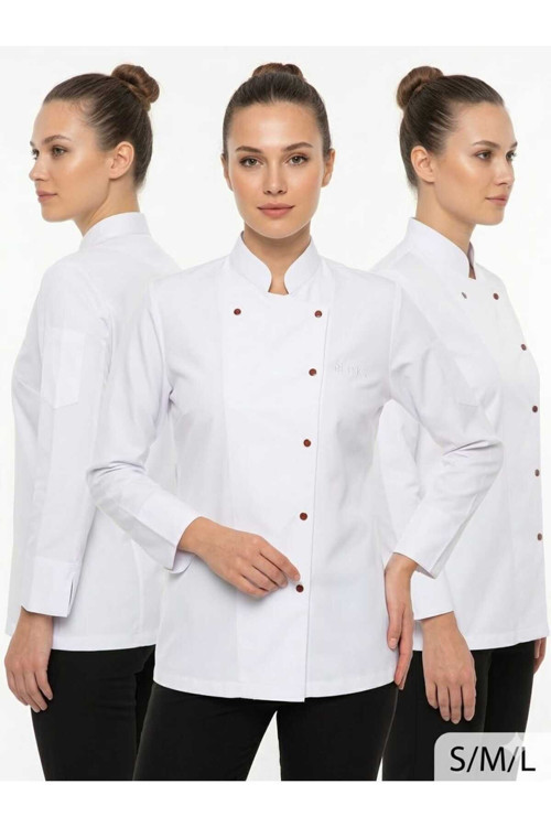 Likralı Kadın Aşçı Şef Ceketi 5892