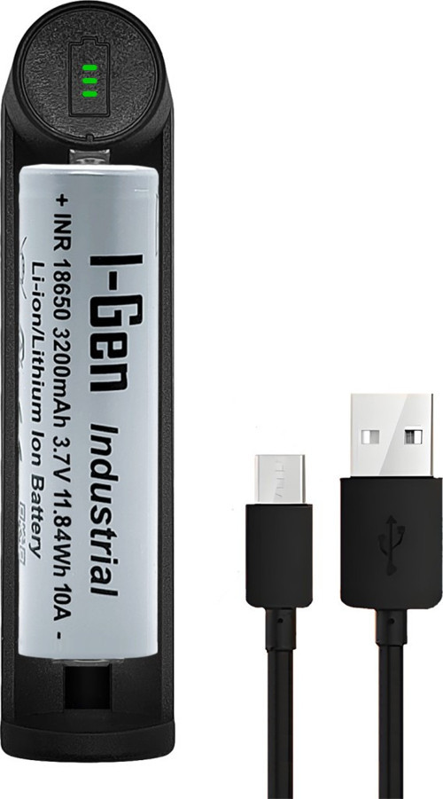 G104 18650 3.7V 3200 Mah 10A 11.84 WH Li-ion Şarjlı Pil+Tekli Şarj Aleti