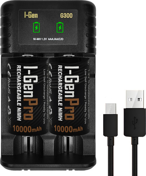 G32D D Boy 10000 Mah Ni-mh 1.2 V Şarjlı Pil 2'li Paket + 2 Li Pil Şarj Aleti (G300)