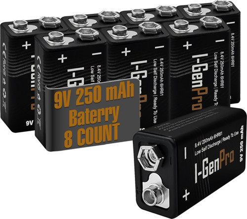 9 Volt 250 mAh Ni-MH Şarjlı Pil 8'li Paket