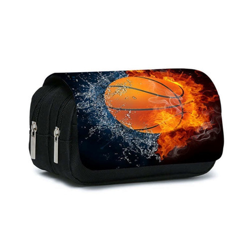 Basketbol Çift Fermuarlı Kapak Kapama Büyük Kapasiteli Kalem Kutus: