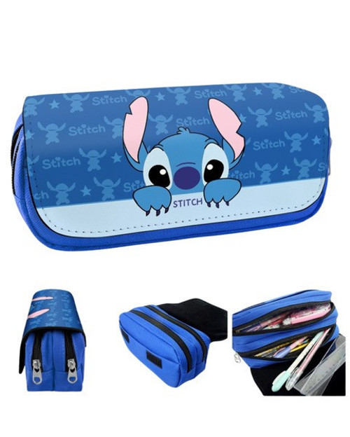Çift Fermuarlı Stitch Geniş Kapasiteli Büyük Boy Kalem Kutusu