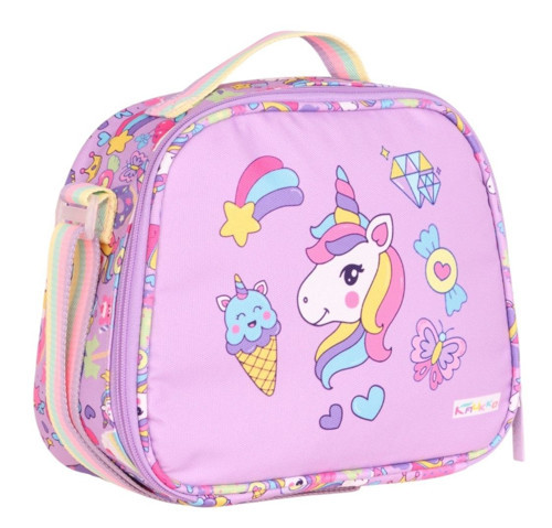 Kids Mor Unicorn Baskılı Kız Çocuk Tek Bölmeli Beslenme Çantası