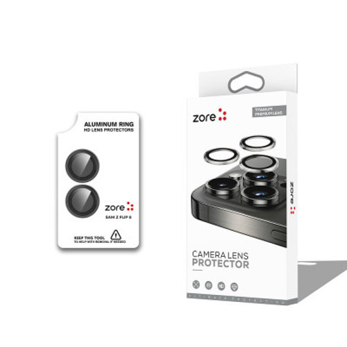Z Flip 8 Zore CL-12 Premium Safir Parmak İzi Bırakmayan Anti-Reflective Kamera Lens Koruyucu Z Flip 8 Zore - Siyah