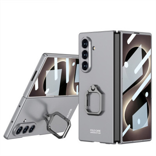Z Fold 8 Ultra Kılıf Zore Kıpta Flip Ring Kamera Korumalı Kapak Z Fold 8 Ultra GKK - Gri