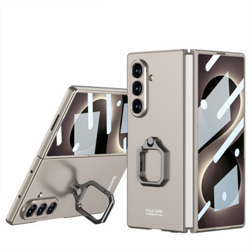 Z Fold 8 Ultra Kılıf Zore Kıpta Flip Ring Kamera Korumalı Kapak Z Fold 8 Ultra GKK - Titanyum