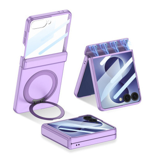 Z Flip 8 Kılıf M-safe Şarj Özellikli Zore Kıpta KPT-06 Ring Standlı Kapak Z Flip 8 GKK - Mor