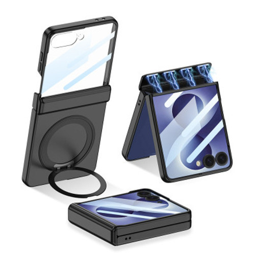 Z Flip 8 Kılıf M-safe Şarj Özellikli Zore Kıpta KPT-06 Ring Standlı Kapak Z Flip 8 GKK - Siyah