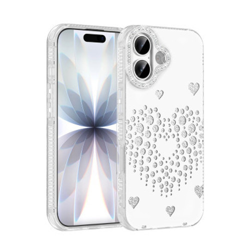 Apple iPhone 17 Kılıf Damla Taşlı Rivas Sert PC Kapak iPhone 17 - Beyaz