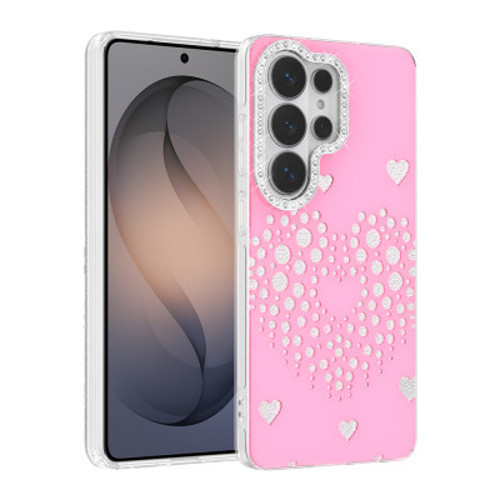 S26 Ultra Kılıf Damla Taşlı Zore Rivas Sert PC Kapak S26 Ultra Zore - Pembe