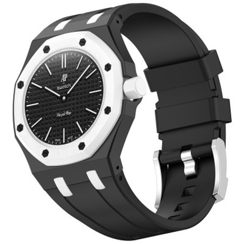 AP-Swatch Royal Pop 3 KRD-158 Silikon Kordon Royal Pop 3 - Siyah-Beyaz