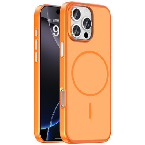 Apple iPhone 16 Pro Kılıf M-Safe Şarj Özellikli Lora PC Kapak iPhone 16 Pro - Turuncu