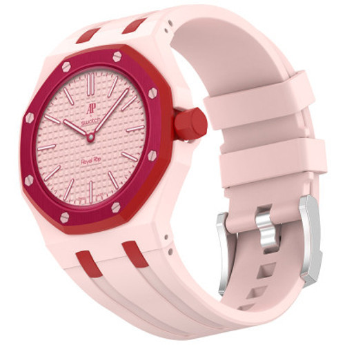 AP-Swatch Royal Pop 3 KRD-158 Silikon Kordon Royal Pop 3 - Pembe-Kırmızı