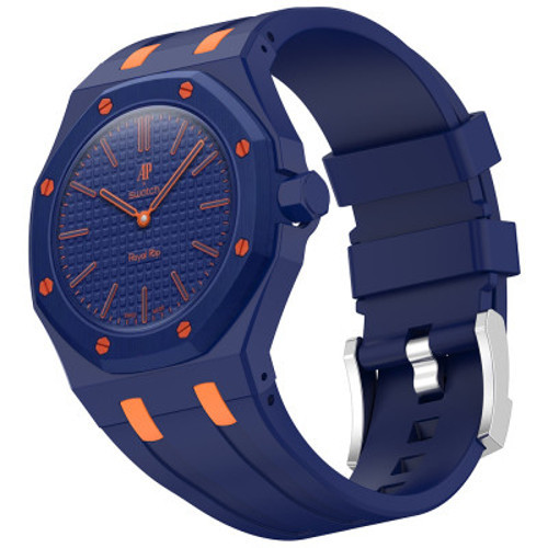 AP-Swatch Royal Pop 3 KRD-158 Silikon Kordon Royal Pop 3 - Lacivert-Turuncu