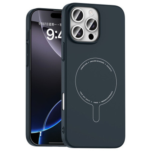 Apple iPhone 16 Pro Kılıf M-Safe Şarj Özellikli Kamera Korumalı Elio Sert PC Kapak iPhone 16 Pro - Lacivert