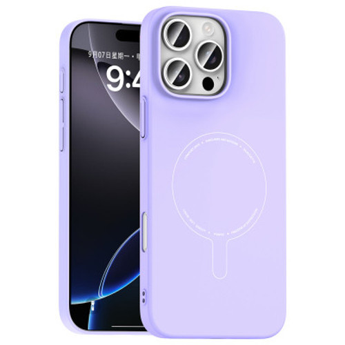 Apple iPhone 16 Pro Kılıf M-Safe Şarj Özellikli Kamera Korumalı Elio Sert PC Kapak iPhone 16 Pro - Lila