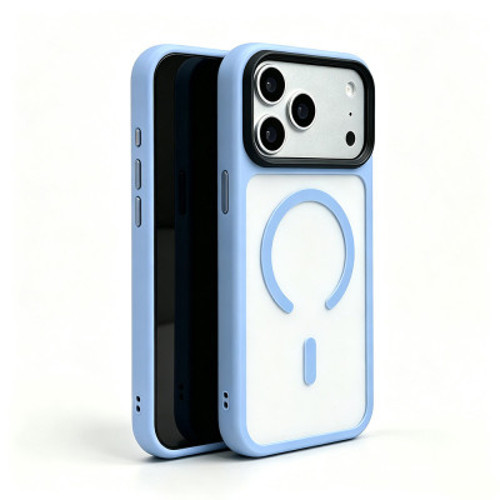 Apple iPhone 18 Pro Max Kılıf Mat Arka Yüzey Wireless Şarj Özellikli Flet M-safe Kapak iPhone 18 Pro Max - Açık Mavi