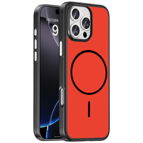 Apple iPhone 16 Pro Kılıf M-Safe Şarj Özellikli Lora PC Kapak iPhone 16 Pro - Kırmızı-Gri