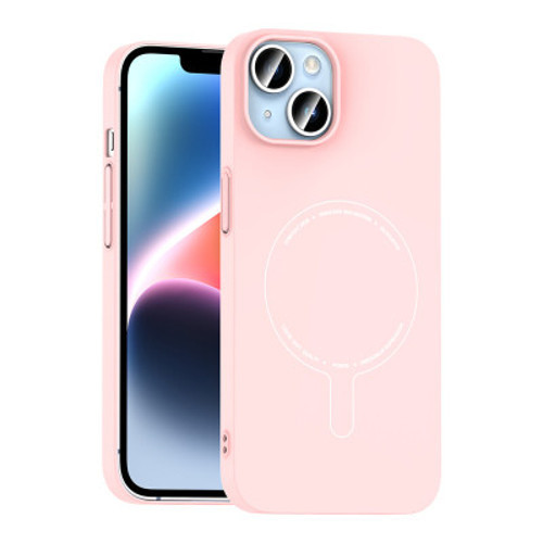 Apple iPhone 14 Kılıf M-Safe Şarj Özellikli Kamera Korumalı Elio Sert PC Kapak iPhone 14, Cep Telefonu Kılıfları - Açık Pembe