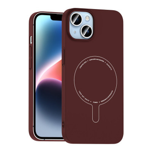 Apple iPhone 14 Kılıf M-Safe Şarj Özellikli Kamera Korumalı Elio Sert PC Kapak iPhone 14, Cep Telefonu Kılıfları - Bordo