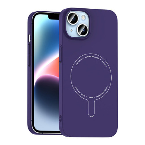 Apple iPhone 14 Kılıf M-Safe Şarj Özellikli Kamera Korumalı Elio Sert PC Kapak iPhone 14, Cep Telefonu Kılıfları - Derin Mor