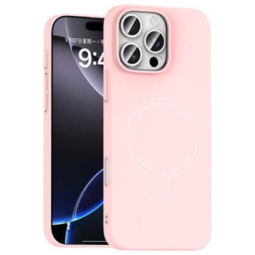 Apple iPhone 16 Pro Kılıf M-Safe Şarj Özellikli Kamera Korumalı Elio Sert PC Kapak iPhone 16 Pro - Açık Pembe