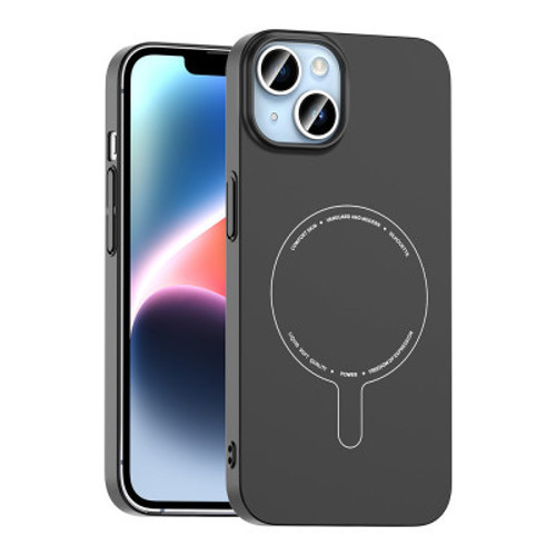 Apple iPhone 14 Kılıf M-Safe Şarj Özellikli Kamera Korumalı Elio Sert PC Kapak iPhone 14, Cep Telefonu Kılıfları - Siyah
