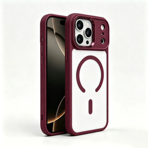 Apple iPhone 18 Pro Kılıf Wireless Şarj Özellikli Krom M-safe Silikon Kapak iPhone 18 Pro - Mürdüm