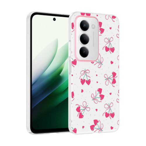 Xiaomi Redmi 15 Kılıf Kamera Korumalı Desenli Klip Kapak Xiaomi Redmi 15 - Kalpli Kiraz