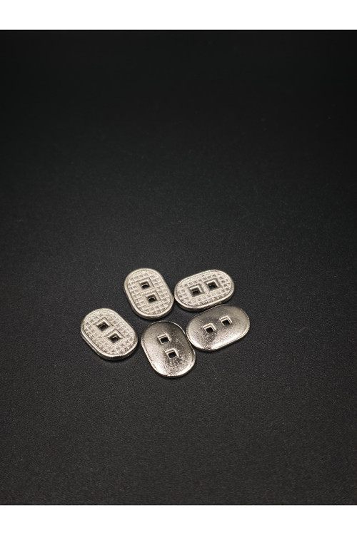 18 mm Elips Formlu Kare Delikli Düğme - 10 Adet