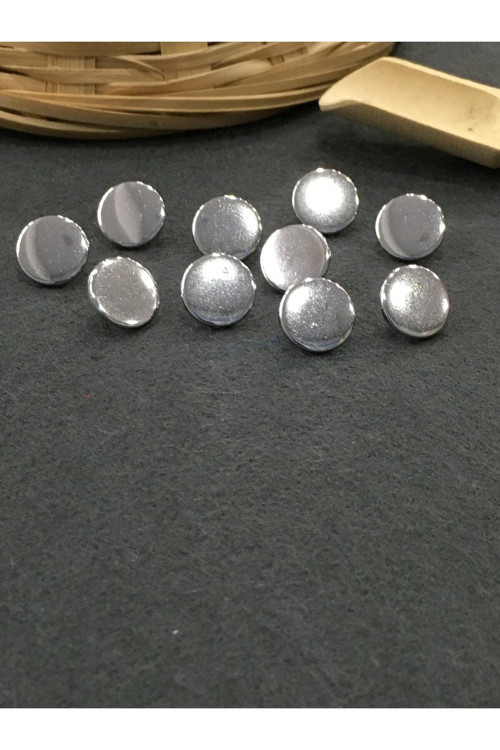 Bluz Gömlek Düğmesi Unisex Metal Para Model Gümüş 10 Lu Set