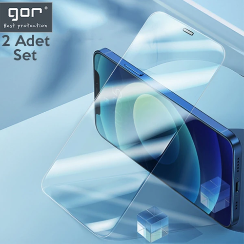 Markasız Ucuz GOR İPhone 12 Mini 5.4 Best Full Tempered Cam Ekran Koruyucu 2Adet+Arka Jelatin-(5775)