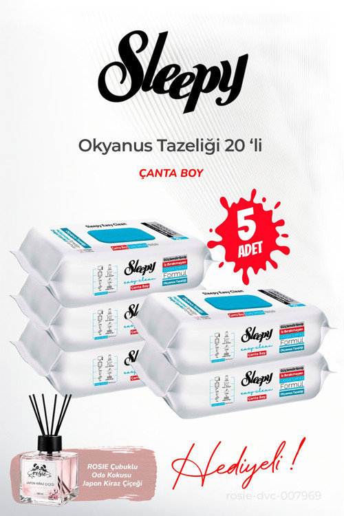 Çanta Boy (5 paket x 20 yaprak) Okyanus Tazeliği ve ROSIE oda kokusu